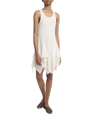 ALAÏA Ladder Knit Sleeveless Ruffle-Slits Midi Dress | Thumbnail 1 ALAÏA Ladder Knit Sleeveless Ruffle-Slits Midi Dress | Thumbnail 1