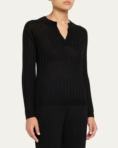 Giorgio Armani Cashmere-Silk Rib Knit Sweater | Thumbnail 4 Giorgio Armani Cashmere-Silk Rib Knit Sweater | Thumbnail 4