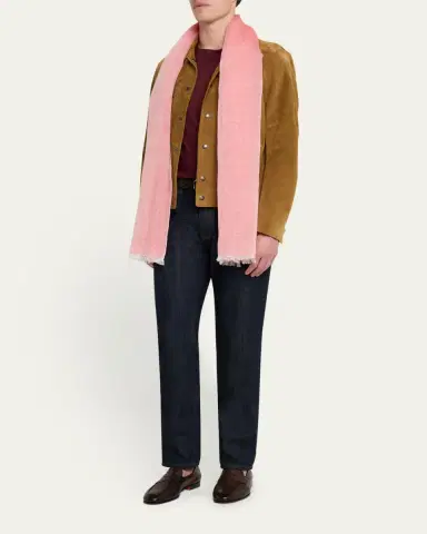 Cesare Attolini Men's Linen, Cashmere, and Silk Scarf | Thumbnail 2 Cesare Attolini Men's Linen, Cashmere, and Silk Scarf | Thumbnail 2