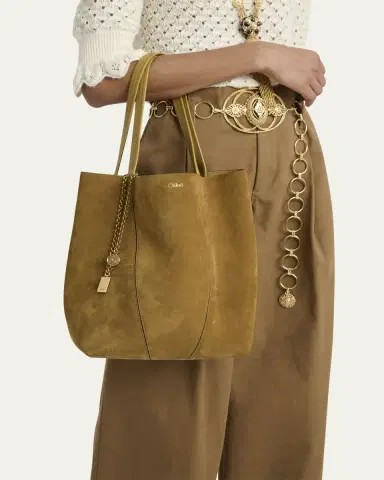 Chloé Spin Medium Tote Bag in Suede | Thumbnail 7 Chloé Spin Medium Tote Bag in Suede | Thumbnail 7