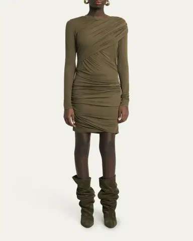 Etoile Isabel Marant Denise Long-Sleeve Draped Mini Dress | Thumbnail 2 Etoile Isabel Marant Denise Long-Sleeve Draped Mini Dress | Thumbnail 2