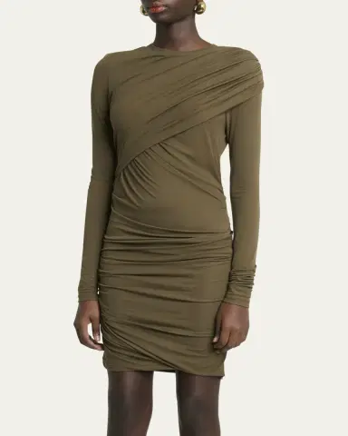 Etoile Isabel Marant Denise Long-Sleeve Draped Mini Dress | Thumbnail 4 Etoile Isabel Marant Denise Long-Sleeve Draped Mini Dress | Thumbnail 4