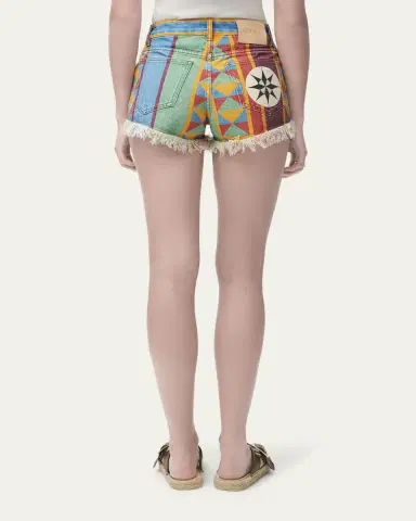 Loewe Geo Print Denim Frayed Peekaboo Shorts | Thumbnail 7 Loewe Geo Print Denim Frayed Peekaboo Shorts | Thumbnail 7