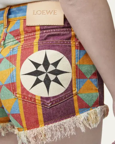 Loewe Geo Print Denim Frayed Peekaboo Shorts | Thumbnail 9 Loewe Geo Print Denim Frayed Peekaboo Shorts | Thumbnail 9