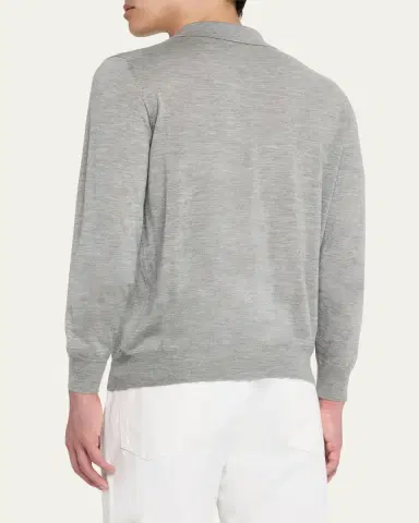 Cesare Attolini Men's Cashmere and Silk Polo Sweater | Thumbnail 2 Cesare Attolini Men's Cashmere and Silk Polo Sweater | Thumbnail 2