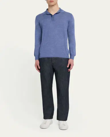 Cesare Attolini Men's Cashmere and Silk Polo Sweater | Thumbnail 7 Cesare Attolini Men's Cashmere and Silk Polo Sweater | Thumbnail 7