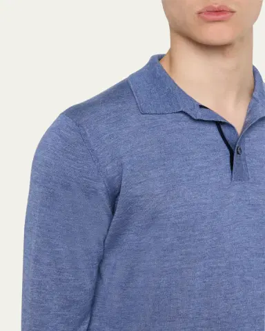 Cesare Attolini Men's Cashmere and Silk Polo Sweater | Thumbnail 10 Cesare Attolini Men's Cashmere and Silk Polo Sweater | Thumbnail 10