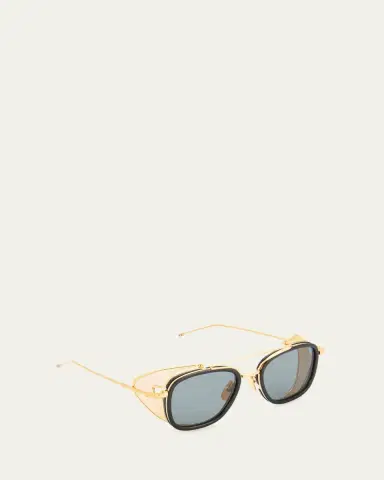 Thom Browne Men's Acetate and Titanium Rectangle Sunglasses with Side Shields | Thumbnail 3 Thom Browne Men's Acetate and Titanium Rectangle Sunglasses with Side Shields | Thumbnail 3