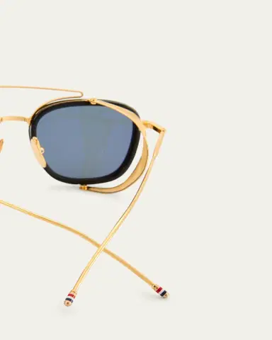 Thom Browne Men's Acetate and Titanium Rectangle Sunglasses with Side Shields | Thumbnail 5 Thom Browne Men's Acetate and Titanium Rectangle Sunglasses with Side Shields | Thumbnail 5