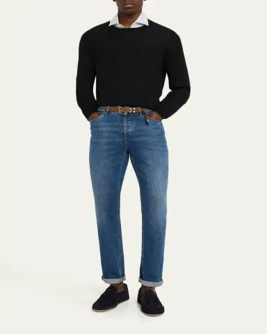 Brunello Cucinelli Men's Suede Rubber-Sole Penny Loafers | Thumbnail 3 Brunello Cucinelli Men's Suede Rubber-Sole Penny Loafers | Thumbnail 3