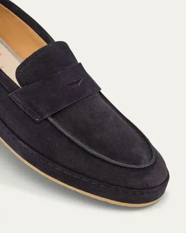 Brunello Cucinelli Men's Suede Rubber-Sole Penny Loafers | Thumbnail 5 Brunello Cucinelli Men's Suede Rubber-Sole Penny Loafers | Thumbnail 5