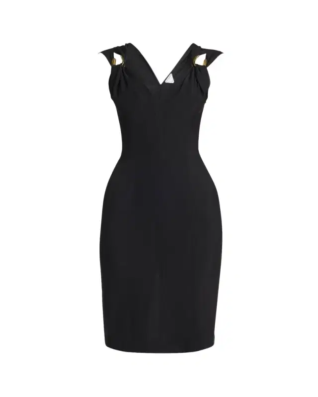 Buckle Sleeveless Grainy Viscose Linen Dress Buckle Sleeveless Grainy Viscose Linen Dress