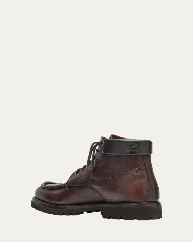 Bergdorf Goodman Men's Moc-Toe Grained Leather Lace-Up Boots | Thumbnail 4 Bergdorf Goodman Men's Moc-Toe Grained Leather Lace-Up Boots | Thumbnail 4