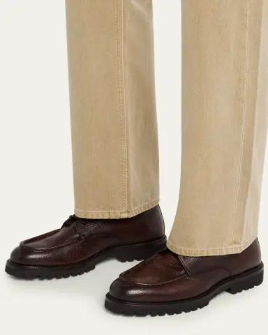 Bergdorf Goodman Men's Moc-Toe Grained Leather Lace-Up Boots | Thumbnail 6 Bergdorf Goodman Men's Moc-Toe Grained Leather Lace-Up Boots | Thumbnail 6