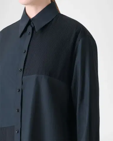 Akris Stitched Pleats Inset Cotton Poplin Oversized Shirt | Thumbnail 4 Akris Stitched Pleats Inset Cotton Poplin Oversized Shirt | Thumbnail 4