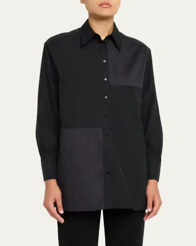 Akris Stitched Pleats Inset Cotton Poplin Oversized Shirt | Thumbnail 8 Akris Stitched Pleats Inset Cotton Poplin Oversized Shirt | Thumbnail 8
