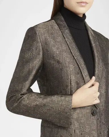 Giorgio Armani Geo Silk Jacquard Single-Breasted Blazer | Thumbnail 4 Giorgio Armani Geo Silk Jacquard Single-Breasted Blazer | Thumbnail 4