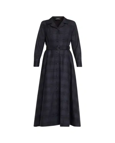 Akris Flannel Plaid Belted Long-Sleeve Maxi Shirtdress | Thumbnail 1 Akris Flannel Plaid Belted Long-Sleeve Maxi Shirtdress | Thumbnail 1