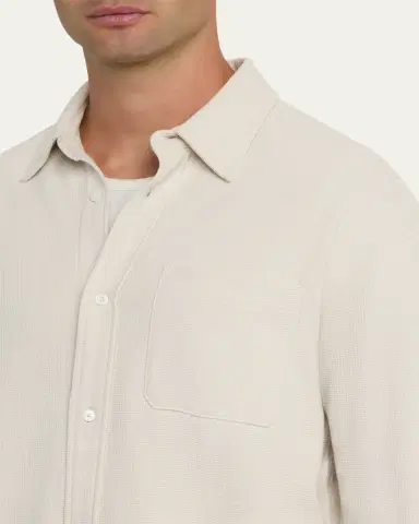 Frame Men's Cotton Waffle Texture Button-Down Shirt | Thumbnail 5 Frame Men's Cotton Waffle Texture Button-Down Shirt | Thumbnail 5