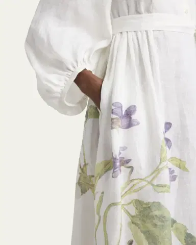 Erdem Floral Self-Tie Linen Dress | Thumbnail 5 Erdem Floral Self-Tie Linen Dress | Thumbnail 5