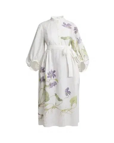 Erdem Floral Self-Tie Linen Dress | Thumbnail 1 Erdem Floral Self-Tie Linen Dress | Thumbnail 1