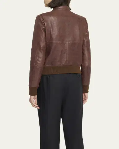 THE ROW Bader Leather Aviator Jacket | Thumbnail 3 THE ROW Bader Leather Aviator Jacket | Thumbnail 3