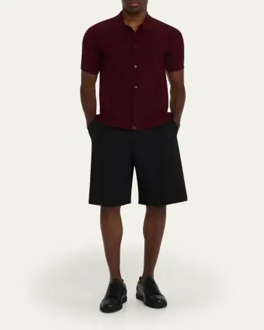 Orlebar Brown Men's Classic-Fit Pique Knit Short-Sleeve Shirt | Thumbnail 2 Orlebar Brown Men's Classic-Fit Pique Knit Short-Sleeve Shirt | Thumbnail 2
