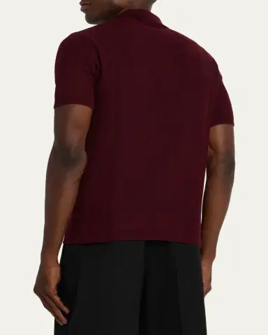 Orlebar Brown Men's Classic-Fit Pique Knit Short-Sleeve Shirt | Thumbnail 3 Orlebar Brown Men's Classic-Fit Pique Knit Short-Sleeve Shirt | Thumbnail 3
