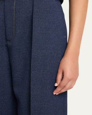 Bottega Veneta Melange Wool Drill Pleated Tapered-Leg Trousers | Thumbnail 5 Bottega Veneta Melange Wool Drill Pleated Tapered-Leg Trousers | Thumbnail 5