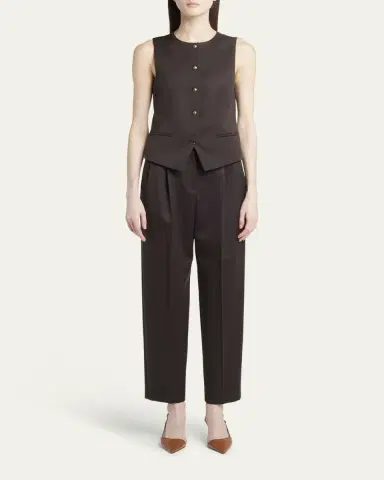 Giorgio Armani Pleated Wool Straight-Leg Ankle Trousers | Thumbnail 5 Giorgio Armani Pleated Wool Straight-Leg Ankle Trousers | Thumbnail 5
