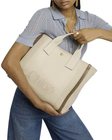 Chloé Large Carry Tote Bag in Jacquard Canvas | Thumbnail 1 Chloé Large Carry Tote Bag in Jacquard Canvas | Thumbnail 1