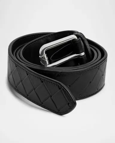 Bottega Veneta Men's Intrecciato Stamp Leather Belt | Thumbnail 2 Bottega Veneta Men's Intrecciato Stamp Leather Belt | Thumbnail 2