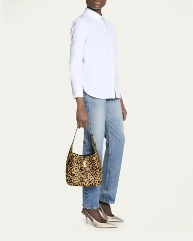 Saint Laurent Le 5 A 7 Small Hobo Bag in Leopard-Print Calf Hair | Thumbnail 2 Saint Laurent Le 5 A 7 Small Hobo Bag in Leopard-Print Calf Hair | Thumbnail 2