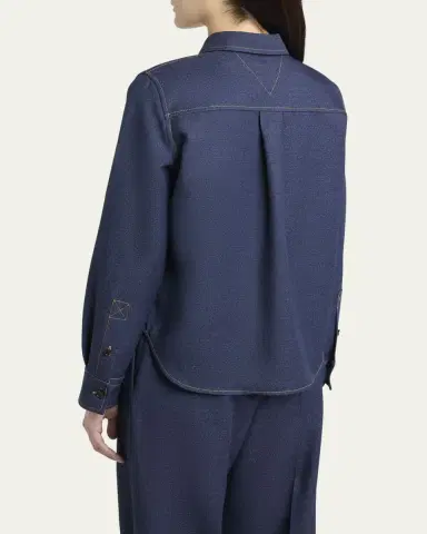Bottega Veneta Melange Wool Cotton Drill Button-Down Shirt | Thumbnail 3 Bottega Veneta Melange Wool Cotton Drill Button-Down Shirt | Thumbnail 3