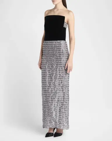 Giorgio Armani Strapless Velvet Bustier Iridescent Textured Silk Gown | Thumbnail 3 Giorgio Armani Strapless Velvet Bustier Iridescent Textured Silk Gown | Thumbnail 3