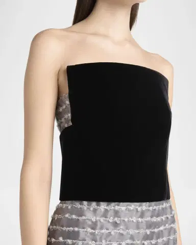 Giorgio Armani Strapless Velvet Bustier Iridescent Textured Silk Gown | Thumbnail 4 Giorgio Armani Strapless Velvet Bustier Iridescent Textured Silk Gown | Thumbnail 4