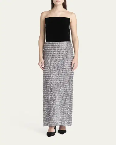 Giorgio Armani Strapless Velvet Bustier Iridescent Textured Silk Gown | Thumbnail 6 Giorgio Armani Strapless Velvet Bustier Iridescent Textured Silk Gown | Thumbnail 6