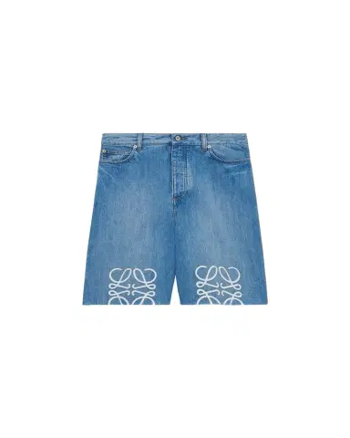 Loewe Men's Maxi-Anagram Washed Denim Shorts | Thumbnail 1 Loewe Men's Maxi-Anagram Washed Denim Shorts | Thumbnail 1