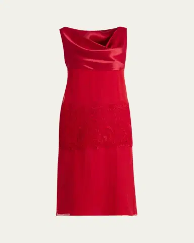 FERRAGAMO lace-Panel Silk Chiffon Midi Dress | Thumbnail 5 FERRAGAMO lace-Panel Silk Chiffon Midi Dress | Thumbnail 5