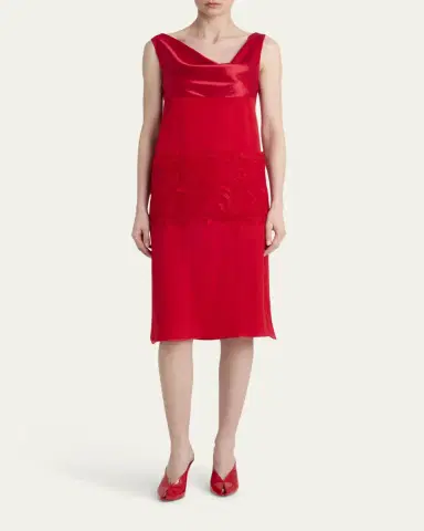 FERRAGAMO lace-Panel Silk Chiffon Midi Dress | Thumbnail 6 FERRAGAMO lace-Panel Silk Chiffon Midi Dress | Thumbnail 6