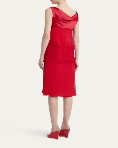 FERRAGAMO lace-Panel Silk Chiffon Midi Dress | Thumbnail 7 FERRAGAMO lace-Panel Silk Chiffon Midi Dress | Thumbnail 7