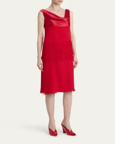 FERRAGAMO lace-Panel Silk Chiffon Midi Dress | Thumbnail 8 FERRAGAMO lace-Panel Silk Chiffon Midi Dress | Thumbnail 8