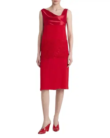 FERRAGAMO lace-Panel Silk Chiffon Midi Dress | Thumbnail 1 FERRAGAMO lace-Panel Silk Chiffon Midi Dress | Thumbnail 1