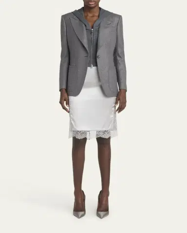 Tom Ford Lace-Inset Stretch Crepe Satin Skirt | Thumbnail 2 Tom Ford Lace-Inset Stretch Crepe Satin Skirt | Thumbnail 2