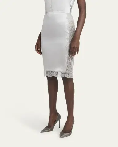 Tom Ford Lace-Inset Stretch Crepe Satin Skirt | Thumbnail 4 Tom Ford Lace-Inset Stretch Crepe Satin Skirt | Thumbnail 4