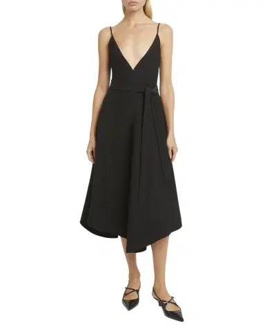 Proenza Schouler Elaine Plunging Belted Linen-Blend Midi Dress | Thumbnail 1 Proenza Schouler Elaine Plunging Belted Linen-Blend Midi Dress | Thumbnail 1