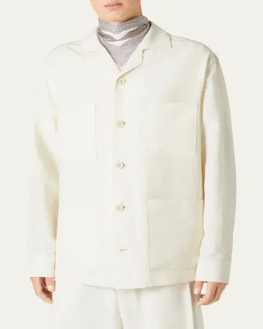 Loro Piana Men's Joele Linen and Silk Overshirt | Thumbnail 3 Loro Piana Men's Joele Linen and Silk Overshirt | Thumbnail 3