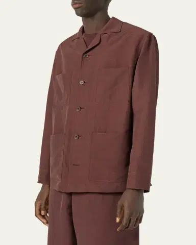 Loro Piana Men's Joele Linen and Silk Overshirt | Thumbnail 7 Loro Piana Men's Joele Linen and Silk Overshirt | Thumbnail 7