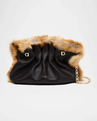 Ferragamo Pinch Soft Shearling-Trim Leather Shoulder Bag | Thumbnail 4 Ferragamo Pinch Soft Shearling-Trim Leather Shoulder Bag | Thumbnail 4