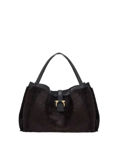 Ferragamo Large Mink-Effect Fur & Leather Tote Bag | Thumbnail 1 Ferragamo Large Mink-Effect Fur & Leather Tote Bag | Thumbnail 1